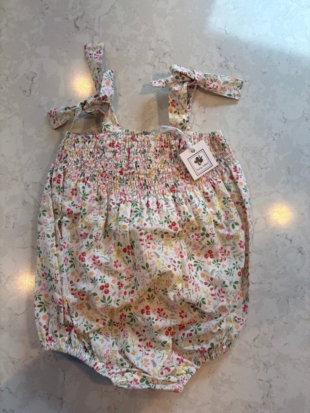 NWT Busy Bees Infant Girls Ella Ruched Bubble 12 M